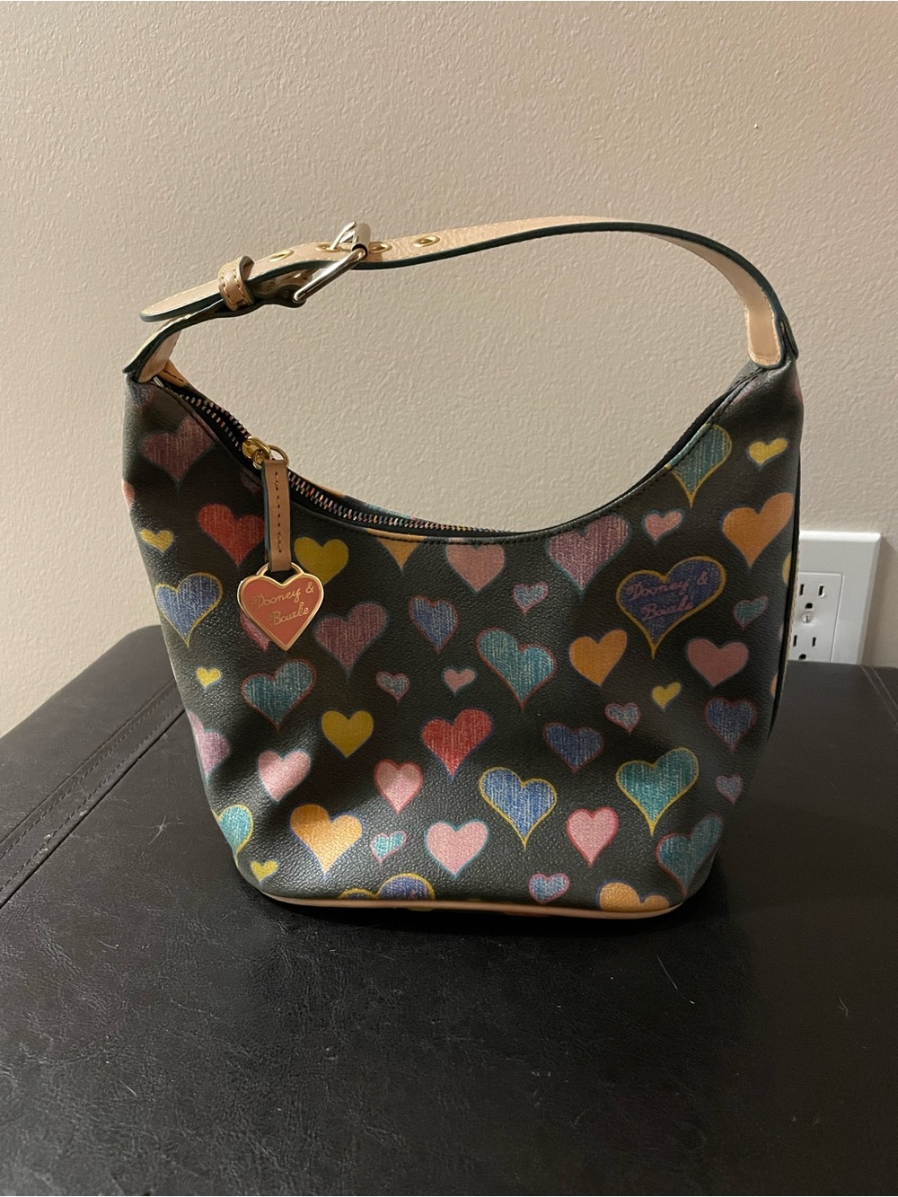 Dooney & Bourke Multicolor Heart Print Hobo Bag - Picture 2 of 6
